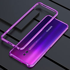 Handyhülle Hülle Luxus Aluminium Metall Rahmen Spiegel 360 Grad Tasche M01 für Oppo Reno Violett