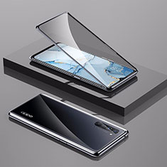 Handyhülle Hülle Luxus Aluminium Metall Rahmen Spiegel 360 Grad Tasche M01 für Oppo Reno3 Schwarz