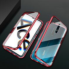 Handyhülle Hülle Luxus Aluminium Metall Rahmen Spiegel 360 Grad Tasche M01 für Realme X2 Pro Rot