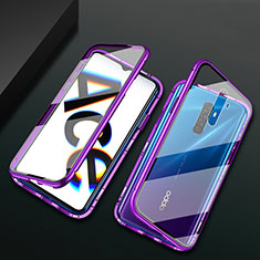 Handyhülle Hülle Luxus Aluminium Metall Rahmen Spiegel 360 Grad Tasche M01 für Realme X2 Pro Violett