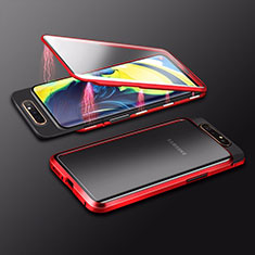 Handyhülle Hülle Luxus Aluminium Metall Rahmen Spiegel 360 Grad Tasche M01 für Samsung Galaxy A90 4G Rot