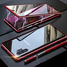 Handyhülle Hülle Luxus Aluminium Metall Rahmen Spiegel 360 Grad Tasche M01 für Samsung Galaxy Note 10 Plus 5G Rot