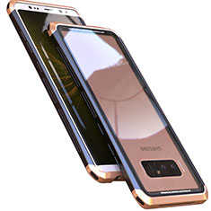 Handyhülle Hülle Luxus Aluminium Metall Rahmen Spiegel 360 Grad Tasche M01 für Samsung Galaxy Note 8 Duos N950F Gold