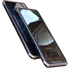 Handyhülle Hülle Luxus Aluminium Metall Rahmen Spiegel 360 Grad Tasche M01 für Samsung Galaxy Note 8 Duos N950F Grau