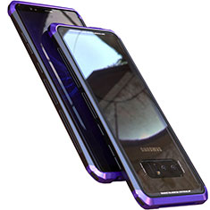 Handyhülle Hülle Luxus Aluminium Metall Rahmen Spiegel 360 Grad Tasche M01 für Samsung Galaxy Note 8 Violett