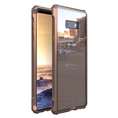 Handyhülle Hülle Luxus Aluminium Metall Rahmen Spiegel 360 Grad Tasche M01 für Samsung Galaxy Note 9 Gold