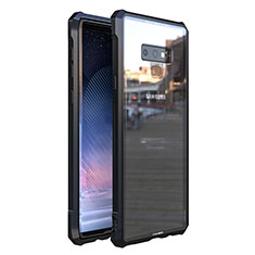 Handyhülle Hülle Luxus Aluminium Metall Rahmen Spiegel 360 Grad Tasche M01 für Samsung Galaxy Note 9 Schwarz