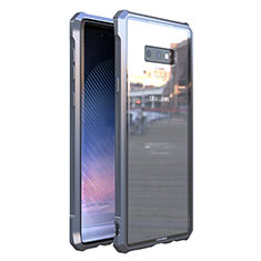 Handyhülle Hülle Luxus Aluminium Metall Rahmen Spiegel 360 Grad Tasche M01 für Samsung Galaxy Note 9 Silber