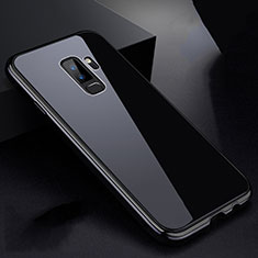 Handyhülle Hülle Luxus Aluminium Metall Rahmen Spiegel 360 Grad Tasche M01 für Samsung Galaxy S9 Plus Schwarz