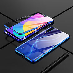 Handyhülle Hülle Luxus Aluminium Metall Rahmen Spiegel 360 Grad Tasche M01 für Xiaomi CC9e Blau