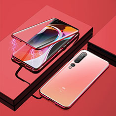 Handyhülle Hülle Luxus Aluminium Metall Rahmen Spiegel 360 Grad Tasche M01 für Xiaomi Mi 10 Rot