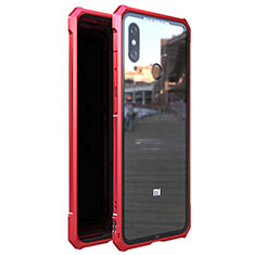 Handyhülle Hülle Luxus Aluminium Metall Rahmen Spiegel 360 Grad Tasche M01 für Xiaomi Mi 8 Rot