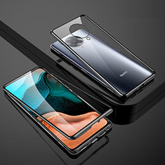 Handyhülle Hülle Luxus Aluminium Metall Rahmen Spiegel 360 Grad Tasche M01 für Xiaomi Poco F2 Pro Schwarz
