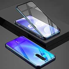 Handyhülle Hülle Luxus Aluminium Metall Rahmen Spiegel 360 Grad Tasche M01 für Xiaomi Poco X2 Blau