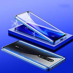 Handyhülle Hülle Luxus Aluminium Metall Rahmen Spiegel 360 Grad Tasche M01 für Xiaomi Redmi K20 Blau