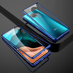 Handyhülle Hülle Luxus Aluminium Metall Rahmen Spiegel 360 Grad Tasche M01 für Xiaomi Redmi K30 Pro 5G Blau