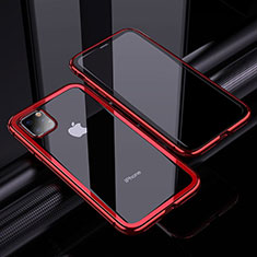 Handyhülle Hülle Luxus Aluminium Metall Rahmen Spiegel 360 Grad Tasche M02 für Apple iPhone 11 Pro Max Rot