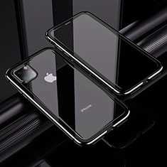 Handyhülle Hülle Luxus Aluminium Metall Rahmen Spiegel 360 Grad Tasche M02 für Apple iPhone 11 Pro Max Schwarz