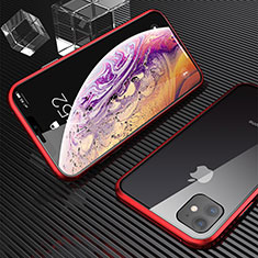Handyhülle Hülle Luxus Aluminium Metall Rahmen Spiegel 360 Grad Tasche M02 für Apple iPhone 11 Rot