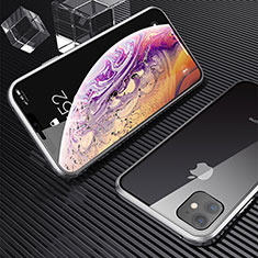 Handyhülle Hülle Luxus Aluminium Metall Rahmen Spiegel 360 Grad Tasche M02 für Apple iPhone 11 Silber