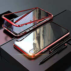 Handyhülle Hülle Luxus Aluminium Metall Rahmen Spiegel 360 Grad Tasche M02 für Apple iPhone X Rot