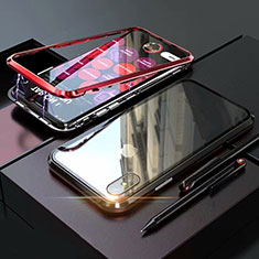 Handyhülle Hülle Luxus Aluminium Metall Rahmen Spiegel 360 Grad Tasche M02 für Apple iPhone X Rot und Schwarz