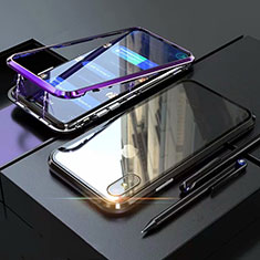 Handyhülle Hülle Luxus Aluminium Metall Rahmen Spiegel 360 Grad Tasche M02 für Apple iPhone X Violett