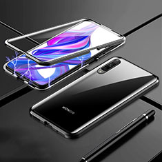 Handyhülle Hülle Luxus Aluminium Metall Rahmen Spiegel 360 Grad Tasche M02 für Huawei Honor 9X Pro Schwarz