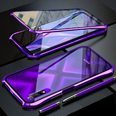 Handyhülle Hülle Luxus Aluminium Metall Rahmen Spiegel 360 Grad Tasche M02 für Huawei Honor 9X Violett