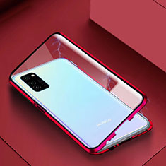 Handyhülle Hülle Luxus Aluminium Metall Rahmen Spiegel 360 Grad Tasche M02 für Huawei Honor View 30 5G Rot