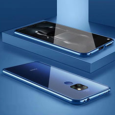 Handyhülle Hülle Luxus Aluminium Metall Rahmen Spiegel 360 Grad Tasche M02 für Huawei Nova 5z Blau
