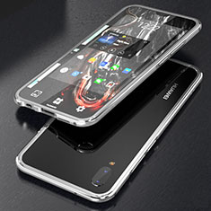 Handyhülle Hülle Luxus Aluminium Metall Rahmen Spiegel 360 Grad Tasche M02 für Huawei P20 Lite Silber