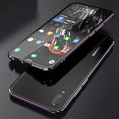 Handyhülle Hülle Luxus Aluminium Metall Rahmen Spiegel 360 Grad Tasche M02 für Huawei P20 Lite Violett