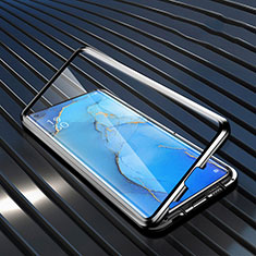 Handyhülle Hülle Luxus Aluminium Metall Rahmen Spiegel 360 Grad Tasche M02 für Oppo Find X2 Neo Schwarz