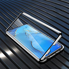 Handyhülle Hülle Luxus Aluminium Metall Rahmen Spiegel 360 Grad Tasche M02 für Oppo Find X2 Neo Silber