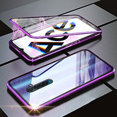 Handyhülle Hülle Luxus Aluminium Metall Rahmen Spiegel 360 Grad Tasche M02 für Realme X2 Pro Violett