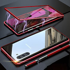 Handyhülle Hülle Luxus Aluminium Metall Rahmen Spiegel 360 Grad Tasche M02 für Samsung Galaxy Note 10 Rot