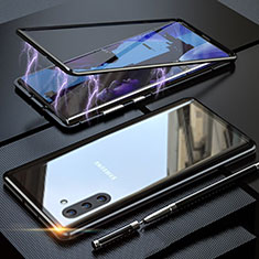 Handyhülle Hülle Luxus Aluminium Metall Rahmen Spiegel 360 Grad Tasche M02 für Samsung Galaxy Note 10 Schwarz
