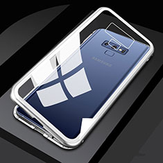 Handyhülle Hülle Luxus Aluminium Metall Rahmen Spiegel 360 Grad Tasche M02 für Samsung Galaxy Note 9 Silber