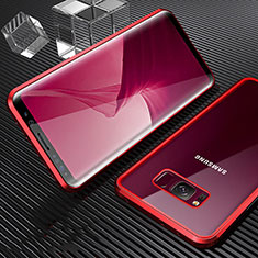 Handyhülle Hülle Luxus Aluminium Metall Rahmen Spiegel 360 Grad Tasche M02 für Samsung Galaxy S8 Plus Rot