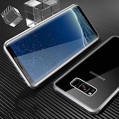 Handyhülle Hülle Luxus Aluminium Metall Rahmen Spiegel 360 Grad Tasche M02 für Samsung Galaxy S8 Silber