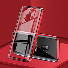 Handyhülle Hülle Luxus Aluminium Metall Rahmen Spiegel 360 Grad Tasche M02 für Samsung Galaxy S9 Rot