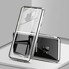 Handyhülle Hülle Luxus Aluminium Metall Rahmen Spiegel 360 Grad Tasche M02 für Samsung Galaxy S9 Silber
