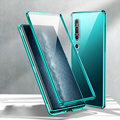 Handyhülle Hülle Luxus Aluminium Metall Rahmen Spiegel 360 Grad Tasche M02 für Xiaomi Mi 10 Cyan