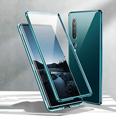 Handyhülle Hülle Luxus Aluminium Metall Rahmen Spiegel 360 Grad Tasche M02 für Xiaomi Mi 10 Hellblau