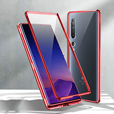 Handyhülle Hülle Luxus Aluminium Metall Rahmen Spiegel 360 Grad Tasche M02 für Xiaomi Mi 10 Rot