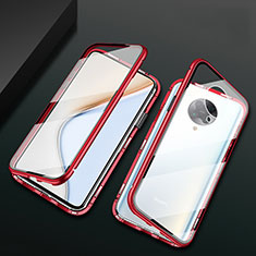 Handyhülle Hülle Luxus Aluminium Metall Rahmen Spiegel 360 Grad Tasche M02 für Xiaomi Poco F2 Pro Rot
