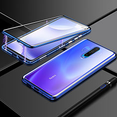 Handyhülle Hülle Luxus Aluminium Metall Rahmen Spiegel 360 Grad Tasche M02 für Xiaomi Redmi K30 4G Blau