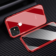 Handyhülle Hülle Luxus Aluminium Metall Rahmen Spiegel 360 Grad Tasche M03 für Apple iPhone 11 Pro Max Rot