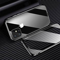 Handyhülle Hülle Luxus Aluminium Metall Rahmen Spiegel 360 Grad Tasche M03 für Apple iPhone 11 Pro Schwarz